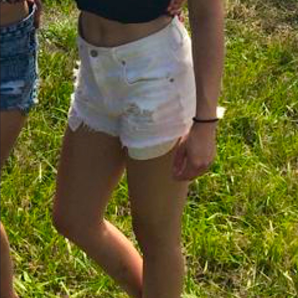Cutoff white booty shorts